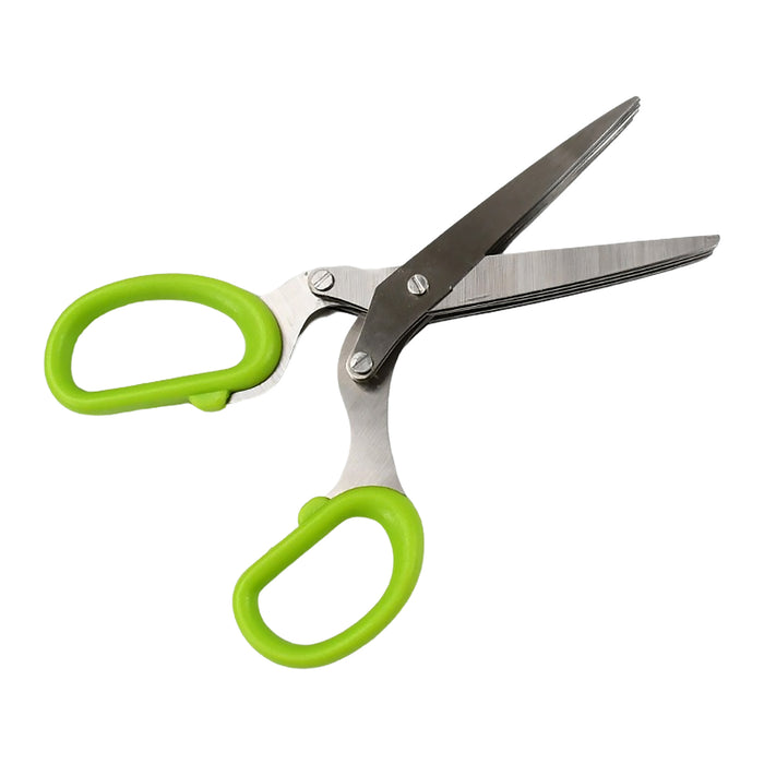 8244 Herb Cutter Scissors 5 Blade Scissors Kitchen Multipurpose Cutting Shear with 5 Stainless Steel Blades & Safety Cover & Cleaning Comb Cilantro Scissors Sharp Shredding Shears Herb Scissors Set
