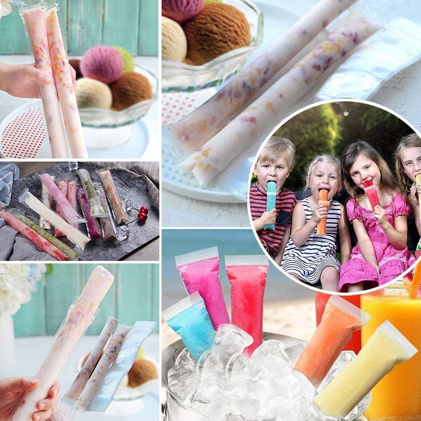 Homemade Popsicle Maker Manual Ice Cream Machine With Approx 20 Pcs Packing Bag Popsicle Mold Convenient Maker Manual Ice Cream Machine For Kids Adults DIY, Reusable