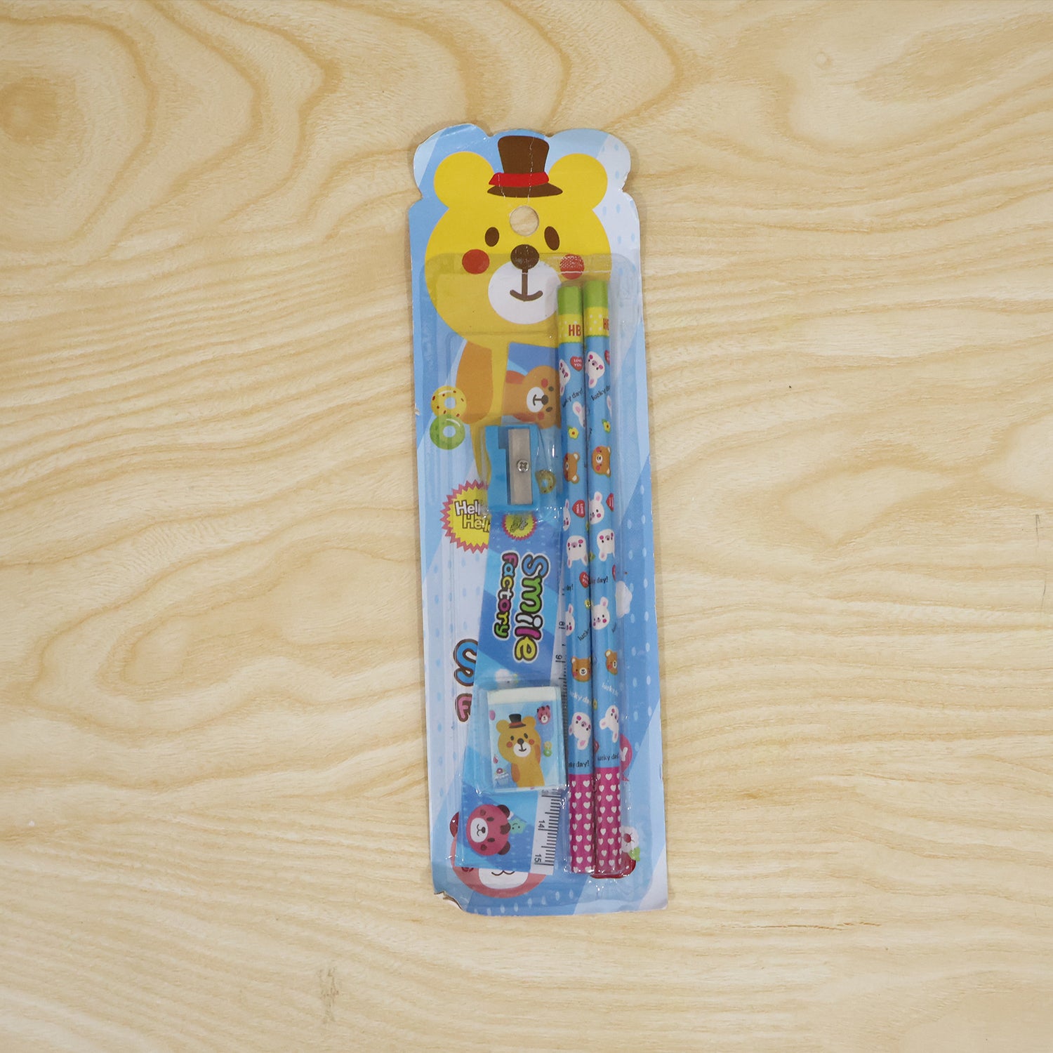Cartoon Wooden Pencil Set – 5-in-1 Kids Stationery | Writezo