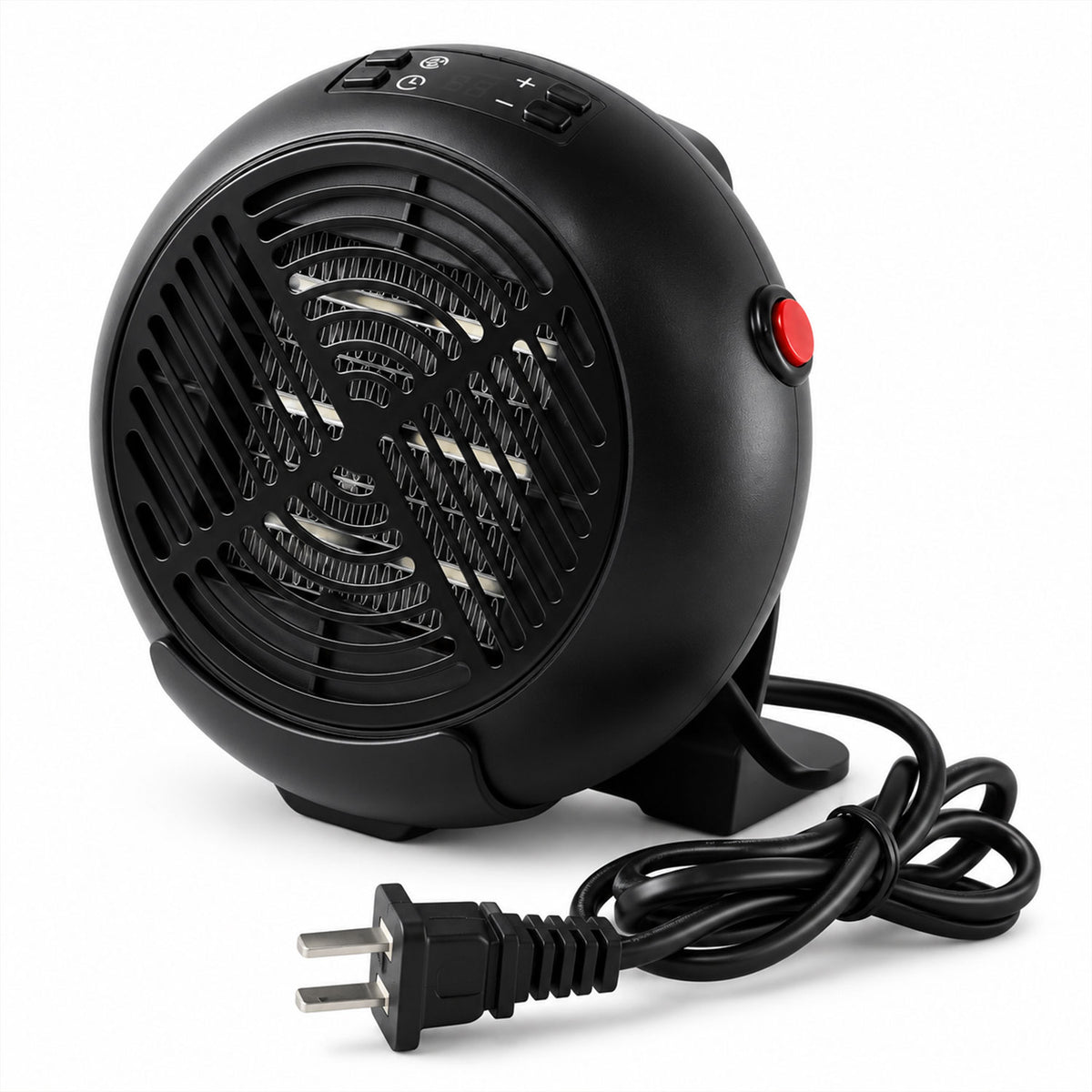 Compact electric room heater on white background