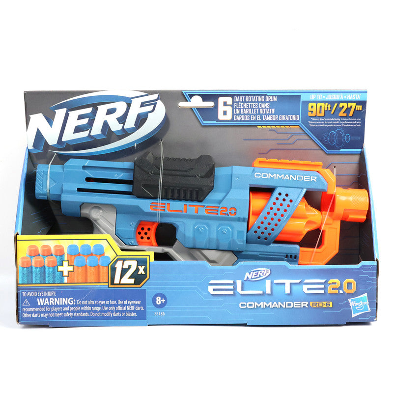 Nerf Elite 2.0 Commander Blaster foam dart gun shooting a foam dart