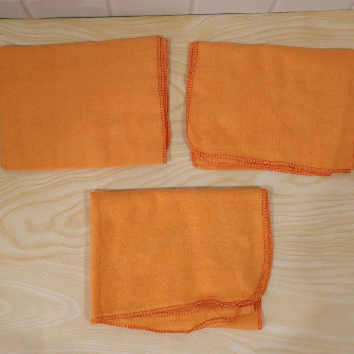 Orange Cotton Multipurpose Duster Cloth for Car and Home (3 Pc, 48 x 74 Cm)