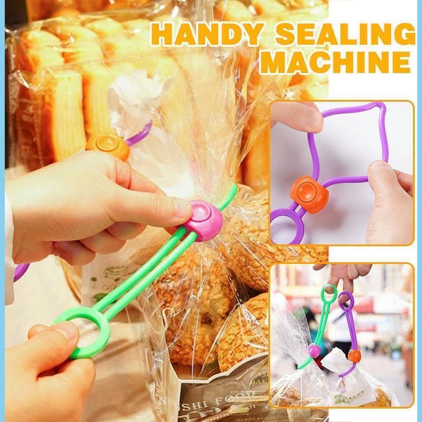 Reusable Silicone Food Bag Sealing Clips with Lock for Kitchen Storage ( 3 Pc)