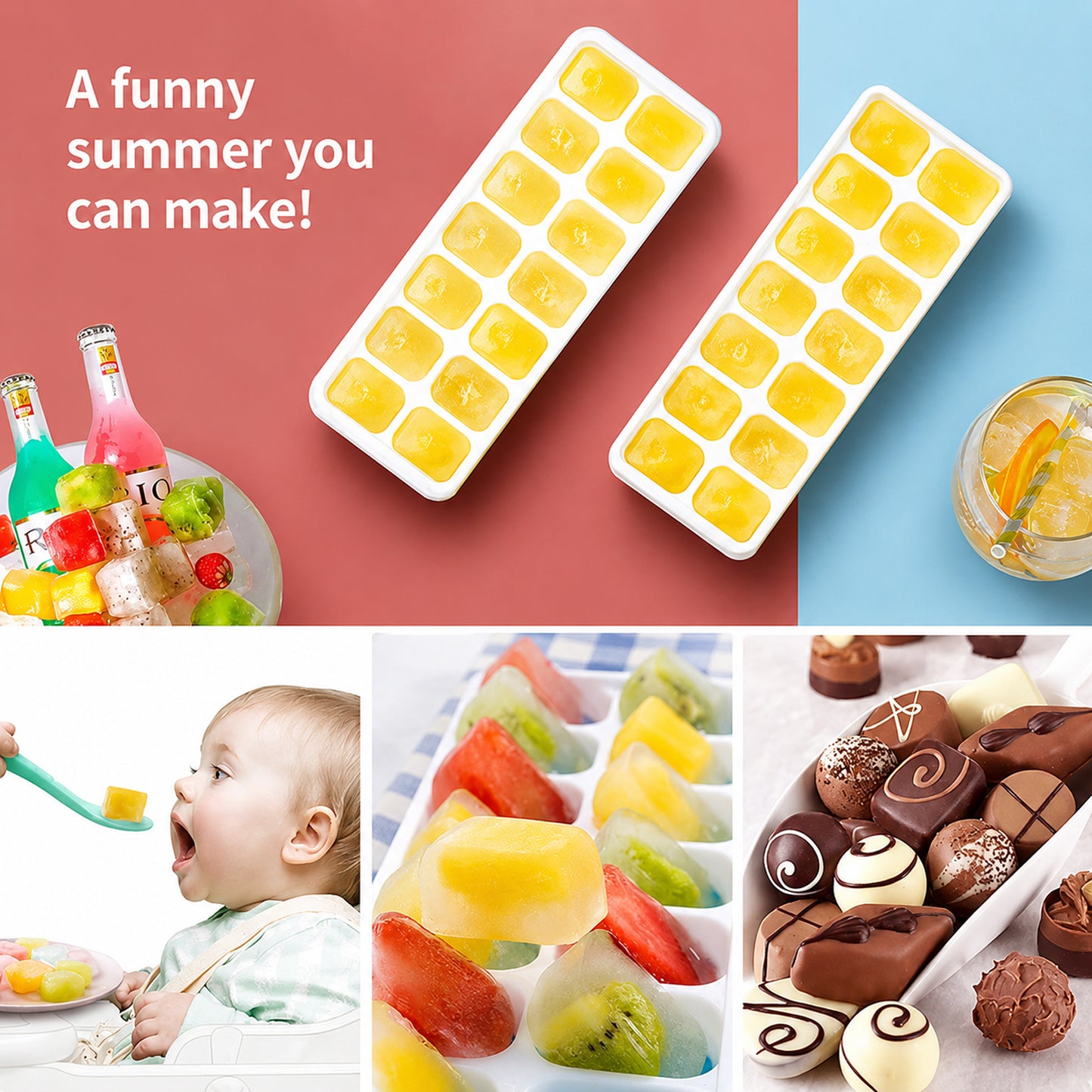 Ice tray spill proof lid