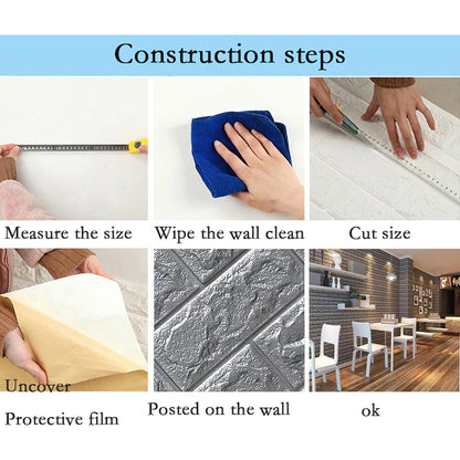 Wallpaper 3D Foam Wallpaper Sticker Panels (76 x 70 Cm / 1 Pc)