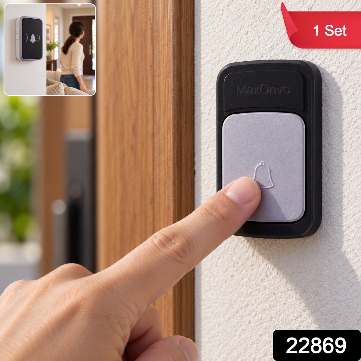 Wireless Doorbell with Push Button, 36 Melodies & Adjustable Volume (1 Set)