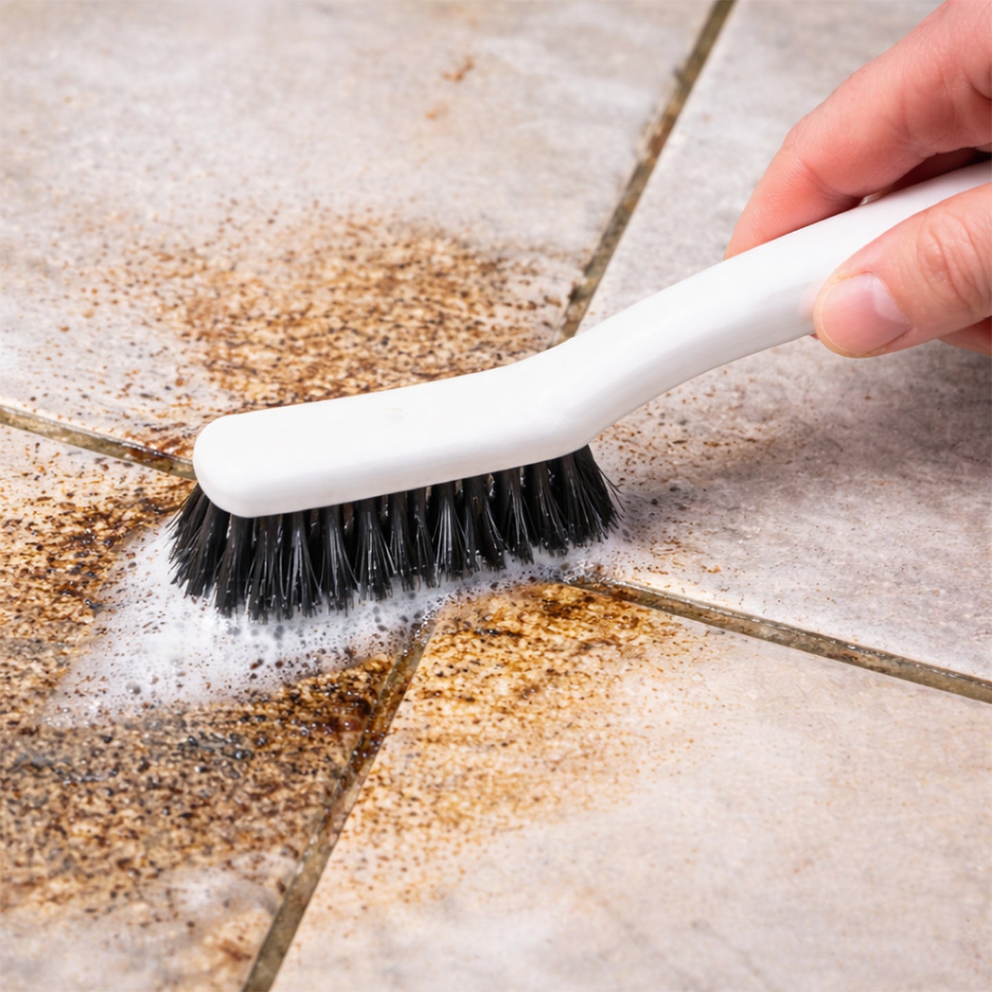 Cleaning brush for grout and narrow gaps