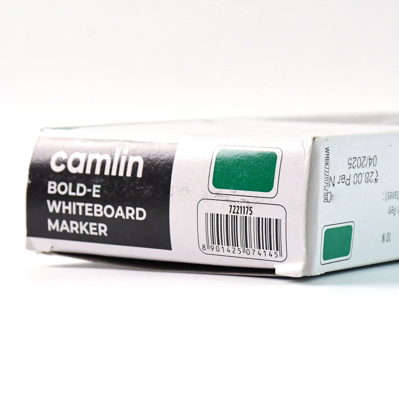 Camlin Bold-E Whiteboard Marker – Green Color Bold Writing Refillable Markers (Pack of 10)