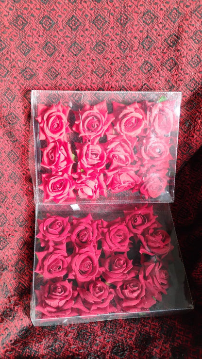 Flower Rose Hair Pin / Clip Velvet Flower Design (12 pcs Set / Red Color Only)