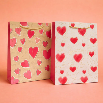 Heart Print Gift Paper Bag with Handle for Special Occasions