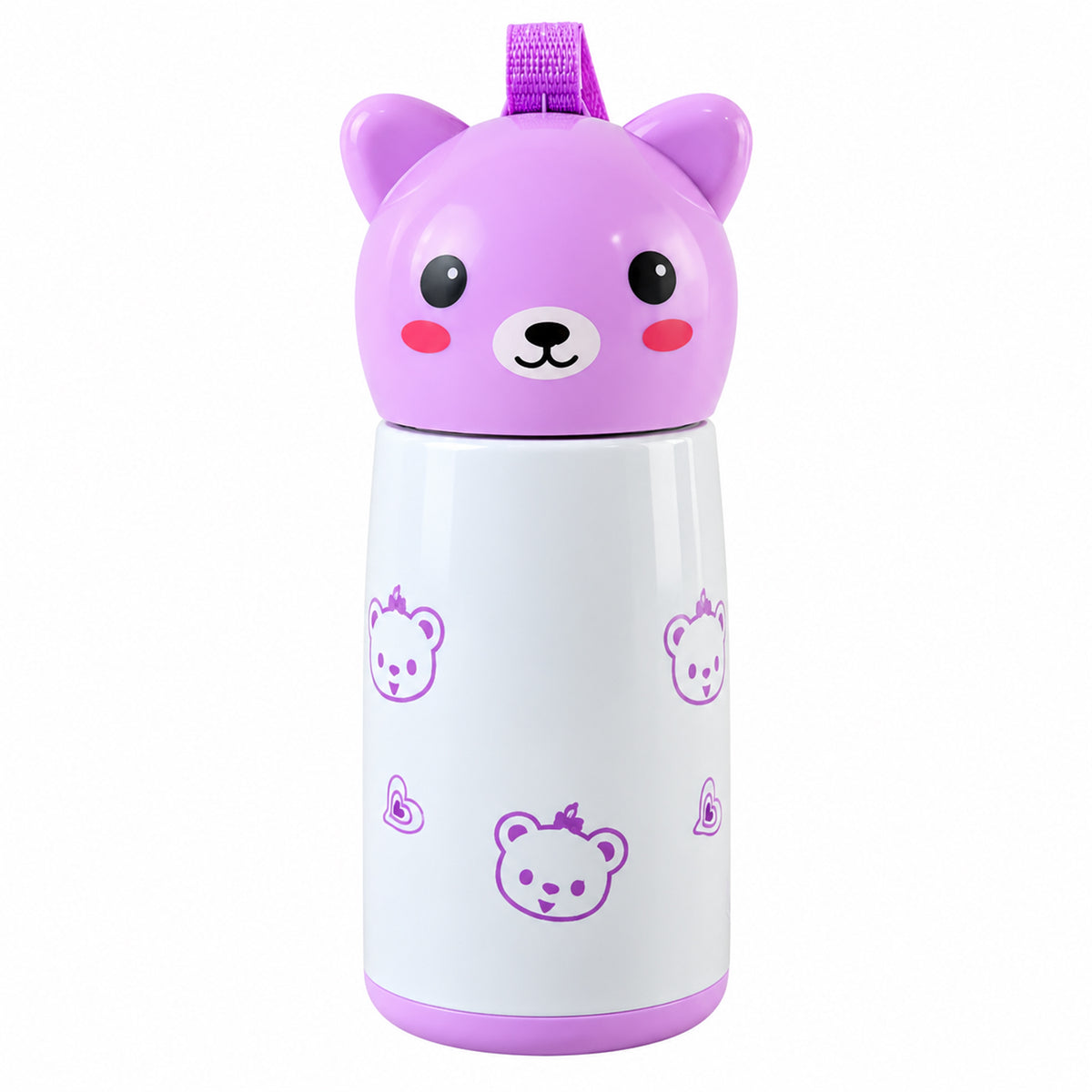 Mini Vacuum Water Bottle with Bunny Cap and Carry Strap 220ml (1 Pc)
