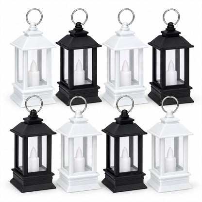 Decorative Flameless LED Mini Lantern Candles for Festive Home Decor (8 Pc Set)