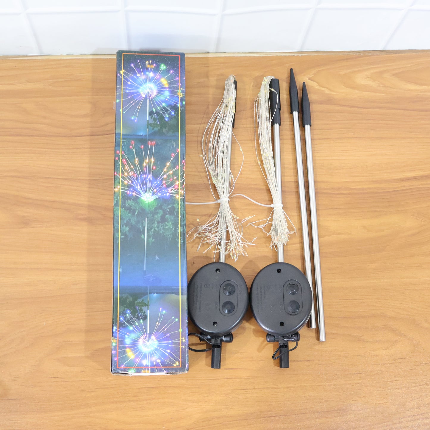 Solar Powered Warm White Starburst Firework Garden Light Set (2 Pc / 120 LED)