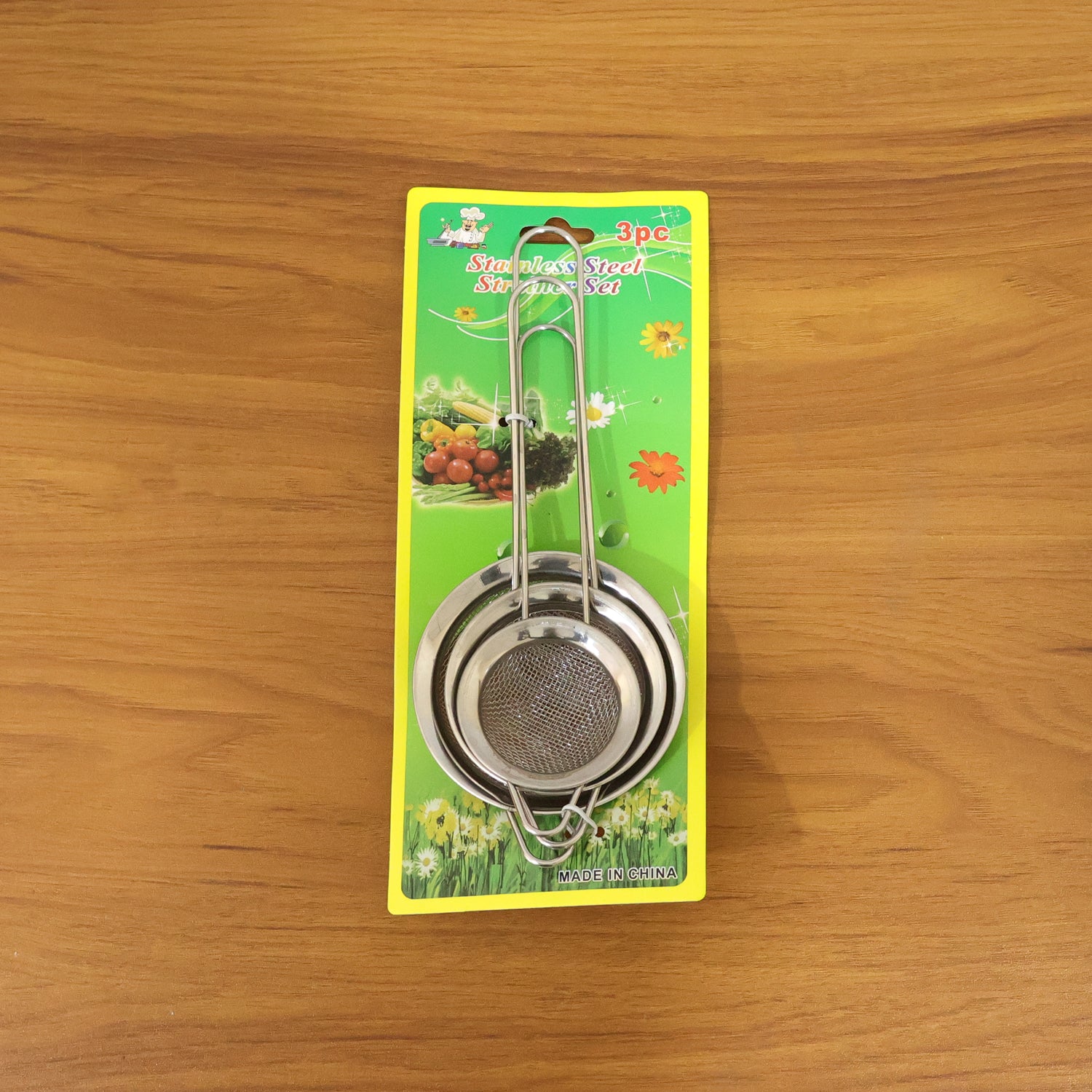 Stainless Steel Tea Strainer 3-Piece Set with Fine Mesh & Long Handle