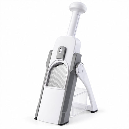 Manual Vegetable Slicer and Chopper with Adjustable Thickness and Tray (1 Set)