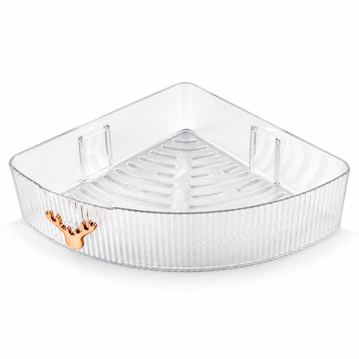 Apex Transparent Corner Rack with Adhesive Mounts for Bathroom Storage Shelf (1 Pc)