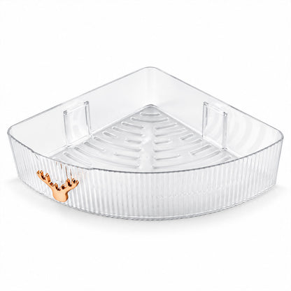 Apex Transparent Corner Rack with Adhesive Mounts for Bathroom Storage Shelf (1 Pc)