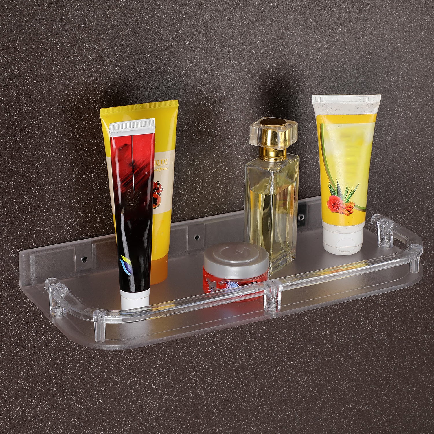 Wall mounted transparent set top box stand on wall
