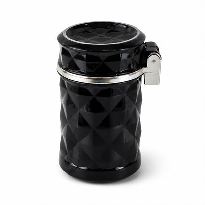 Car Cupholder Ashtray – LED Light, Lid & Portable Bin | Velvet Wheels