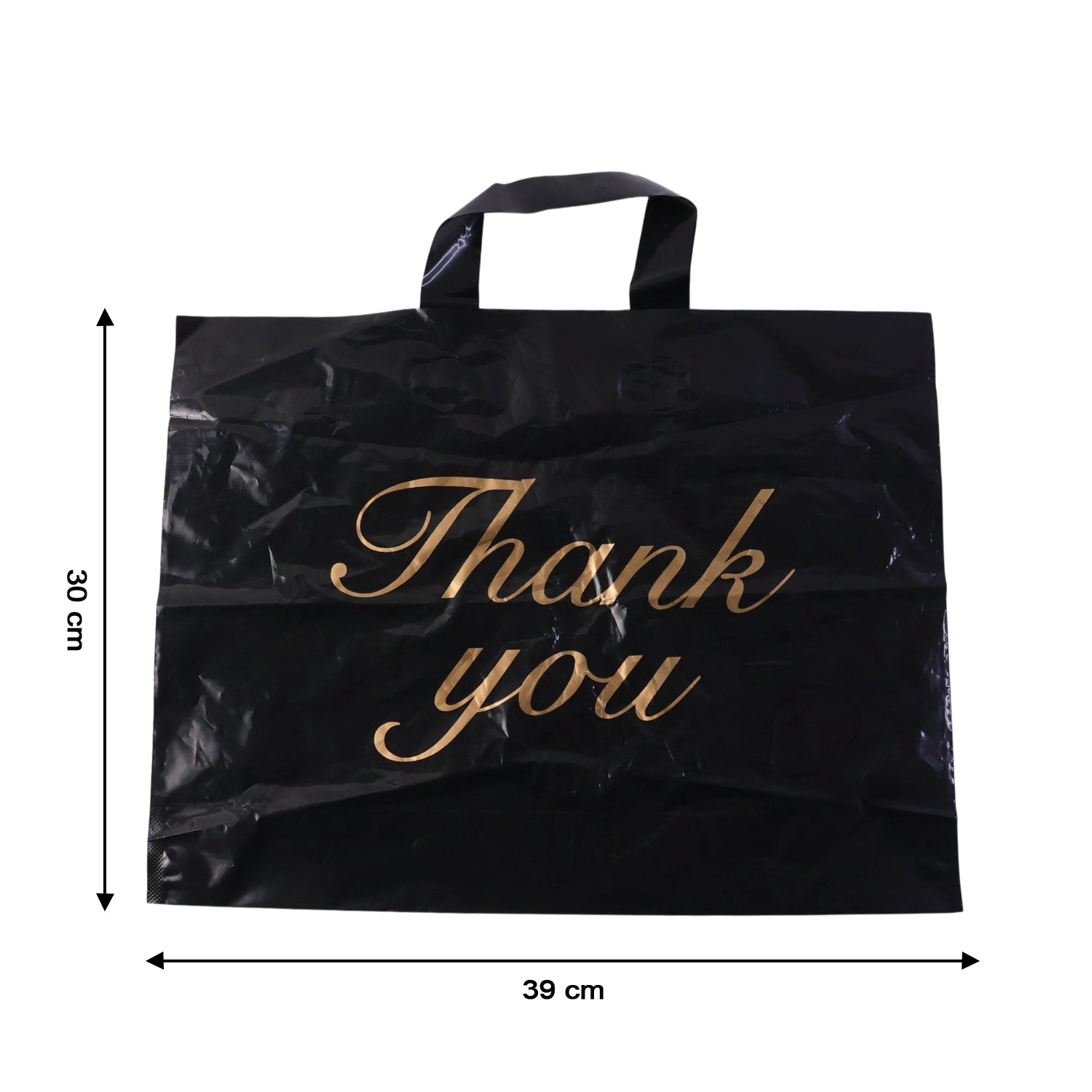 Premium Black Thank You Printed Plastic Carry Bag 30 × 39 Cm (1 Pc)
