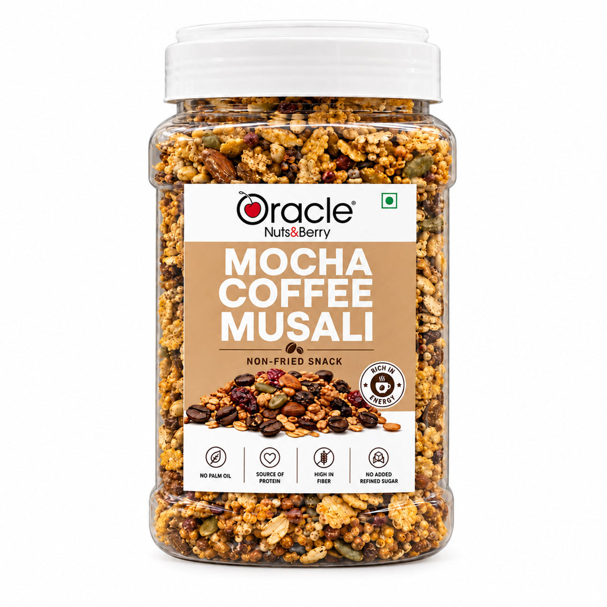 Mocha Coffee Muesli Premium Rich Pan Roasted Crunchy Breakfast Cereal Jar (400g)