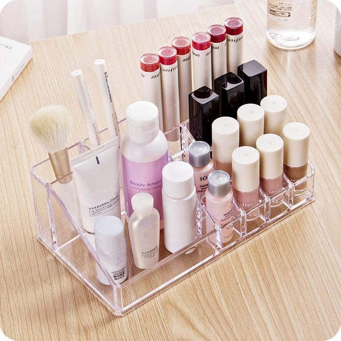 1pc Wall Mounted Slanted Storage Box With Mirror & Lipstick