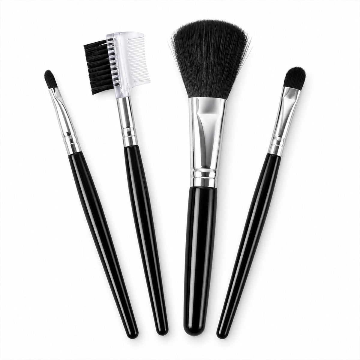 Mini Makeup Brush Set for Face Eye Brow and Lip Makeup with Compact Tools (4 Pc)