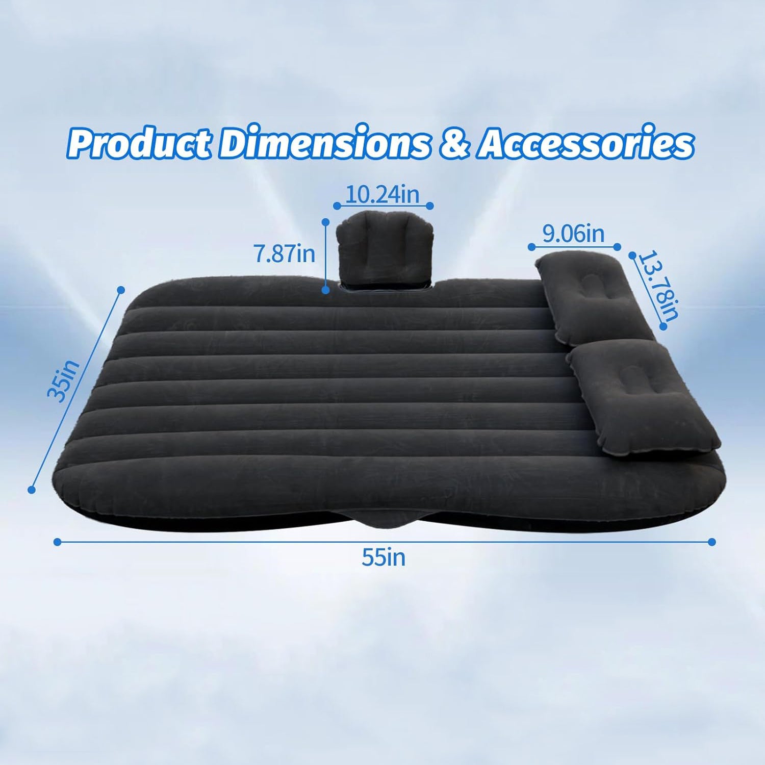 Inflatable Car Air Mattress Bed (132 × 96 cm, 1 Set)