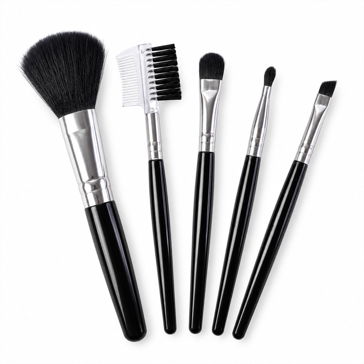 Mini Makeup Brush Set for Face Eye Brow and Lip Makeup with Compact Tools (5 Pc)