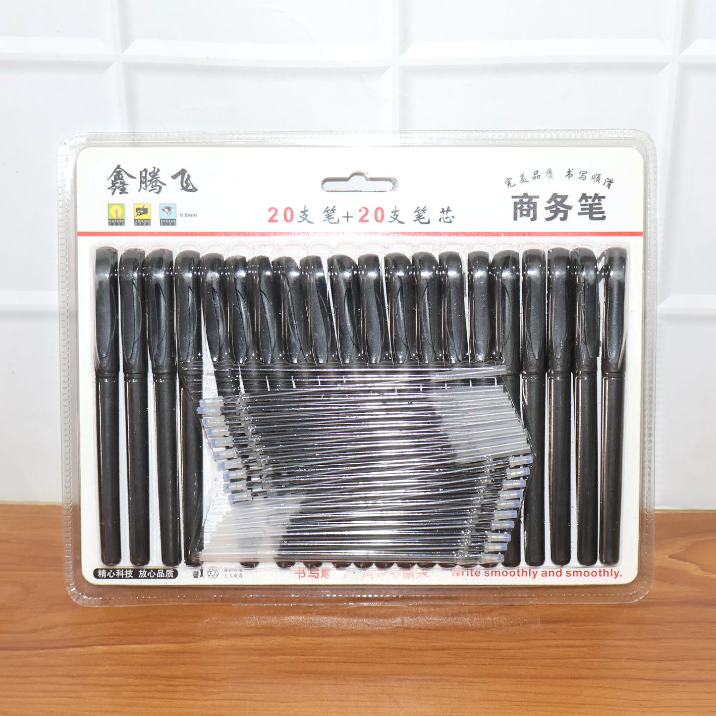 Refillable Black Marker Pen with Extra Ink Refills 20 pieces (1 Set)