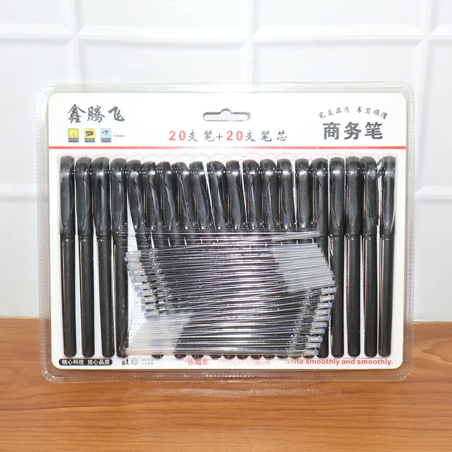 Refillable Black Marker Pen with Extra Ink Refills 20 pieces (1 Set)