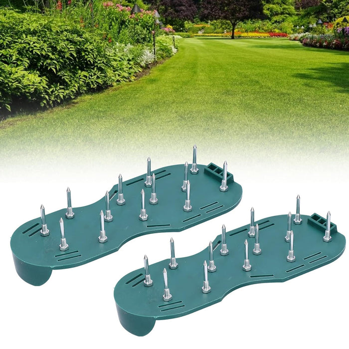 8502 Lawn Aerator Sandals, Garden Grass Aerator Spiked Sandals Green Studded Shoes for Yard Patio Garden Excavation