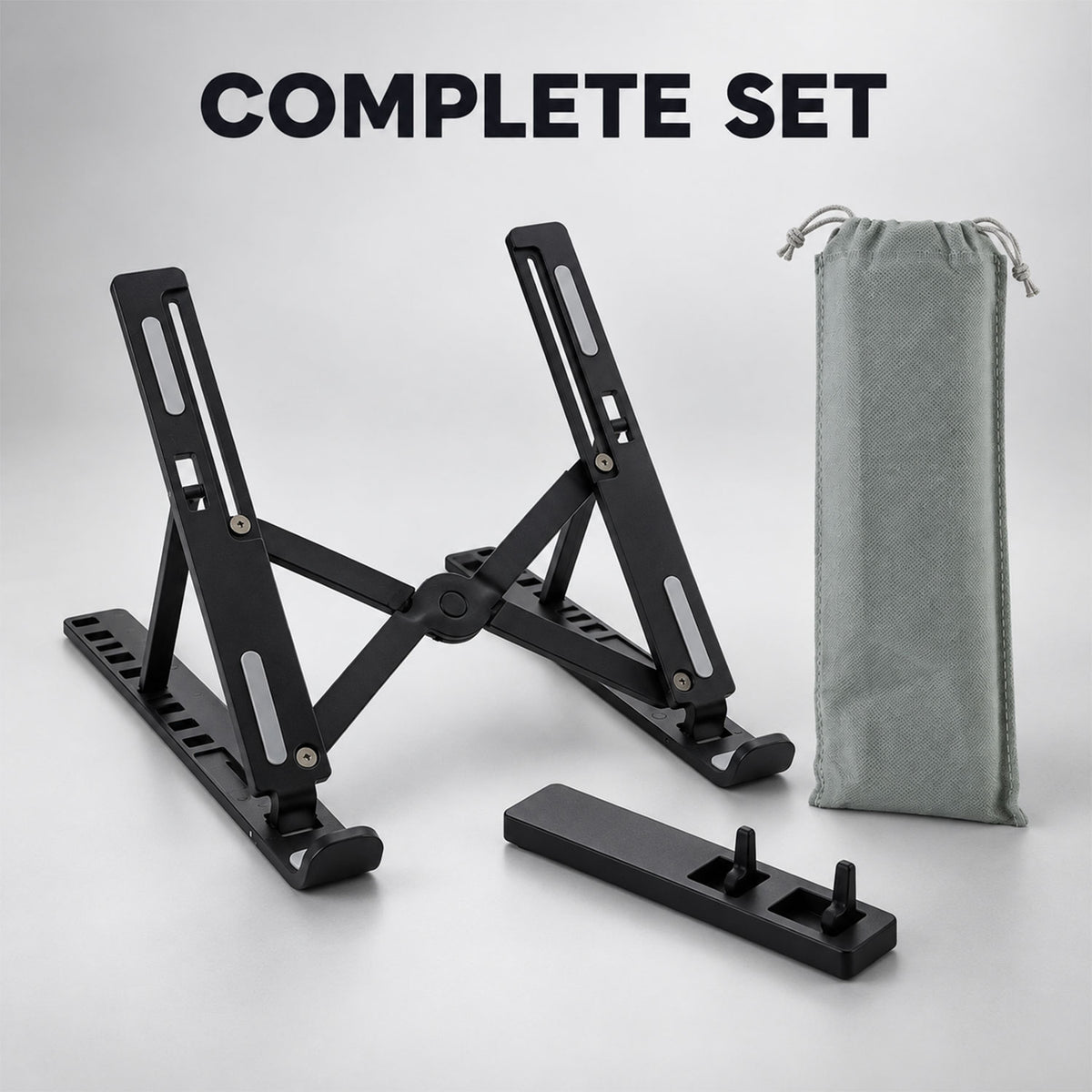 Foldable Adjustable Laptop Stand with Mobile Holder (1 Pc)