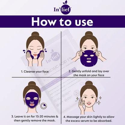 In'lief Hydrating & Brightening Sheet Face Mask  (1 Pc, Assorted)