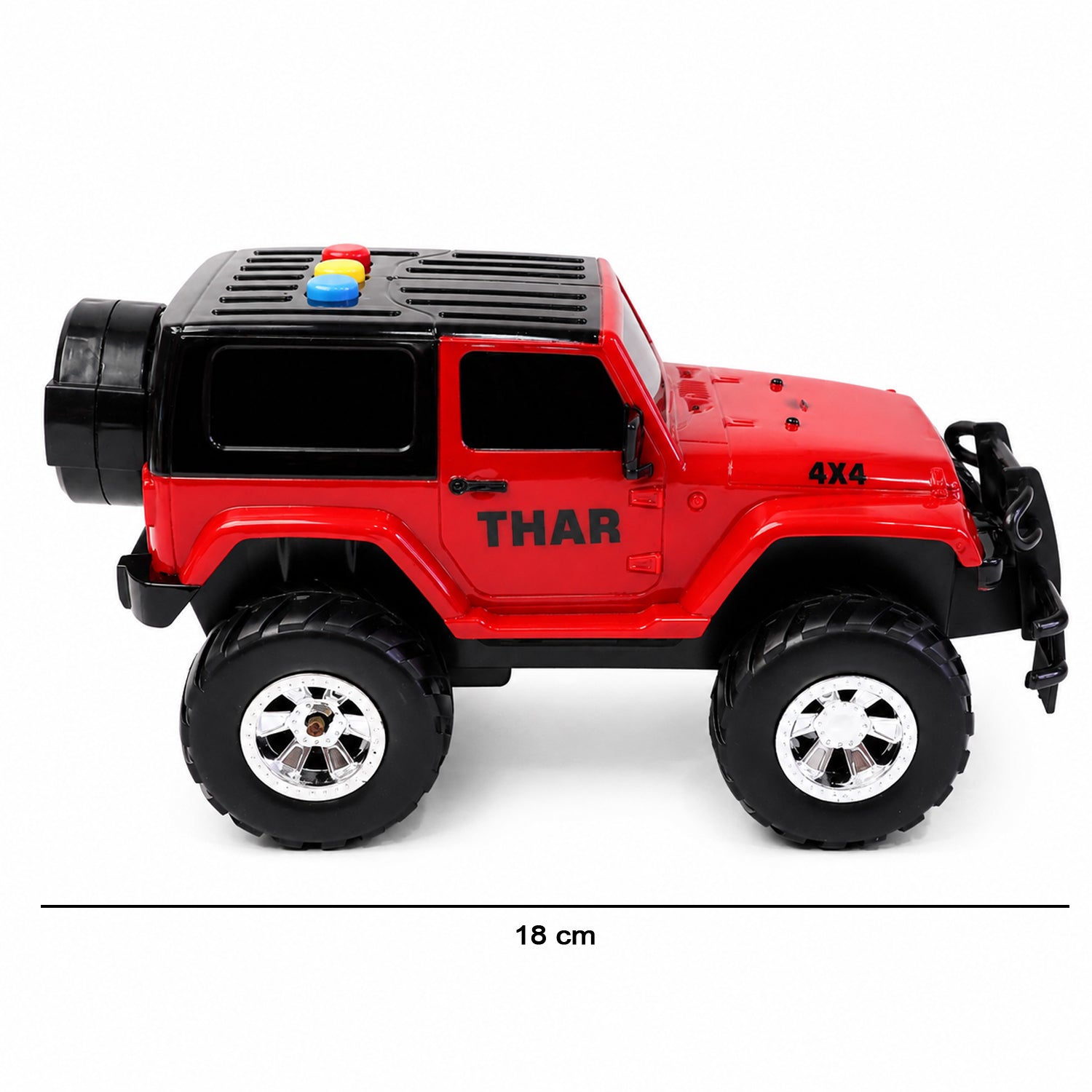 Close-up of toy jeep wheels for indoor and outdoor play