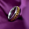 Men's Stainless Steel Chain Ring – Durable Golden Finish
