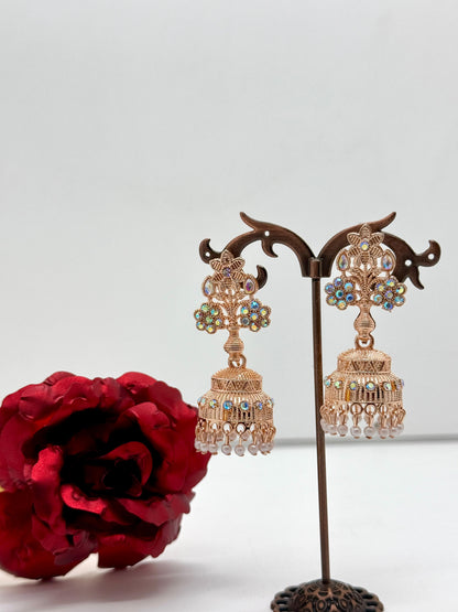 Traditional Rose Design Earring Pair