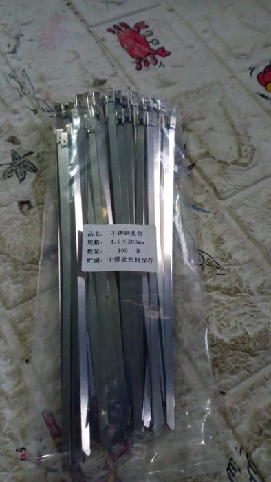 Stainless Steel Cable TIE Used for Solar, Industrial and Home Improvement Multipurpose HIGH Strength, Self-Locking Zip Ties, Multi-purpose Tie, Portable Rustproof 100Pcs Wide Application Zip Tie Set for Building ( 4.6x200MM & 4.6x100MM /  100 pcs Set)