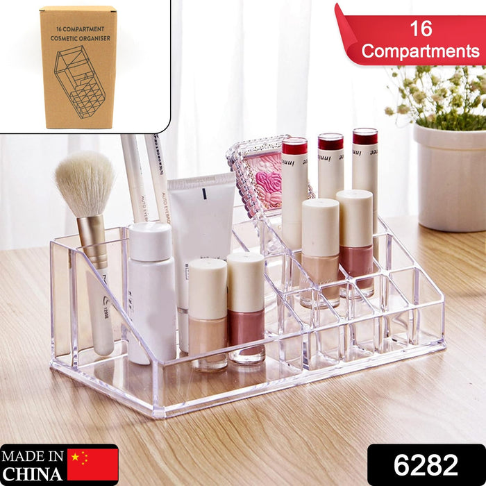 Transparent makeup organizer with 16 slots