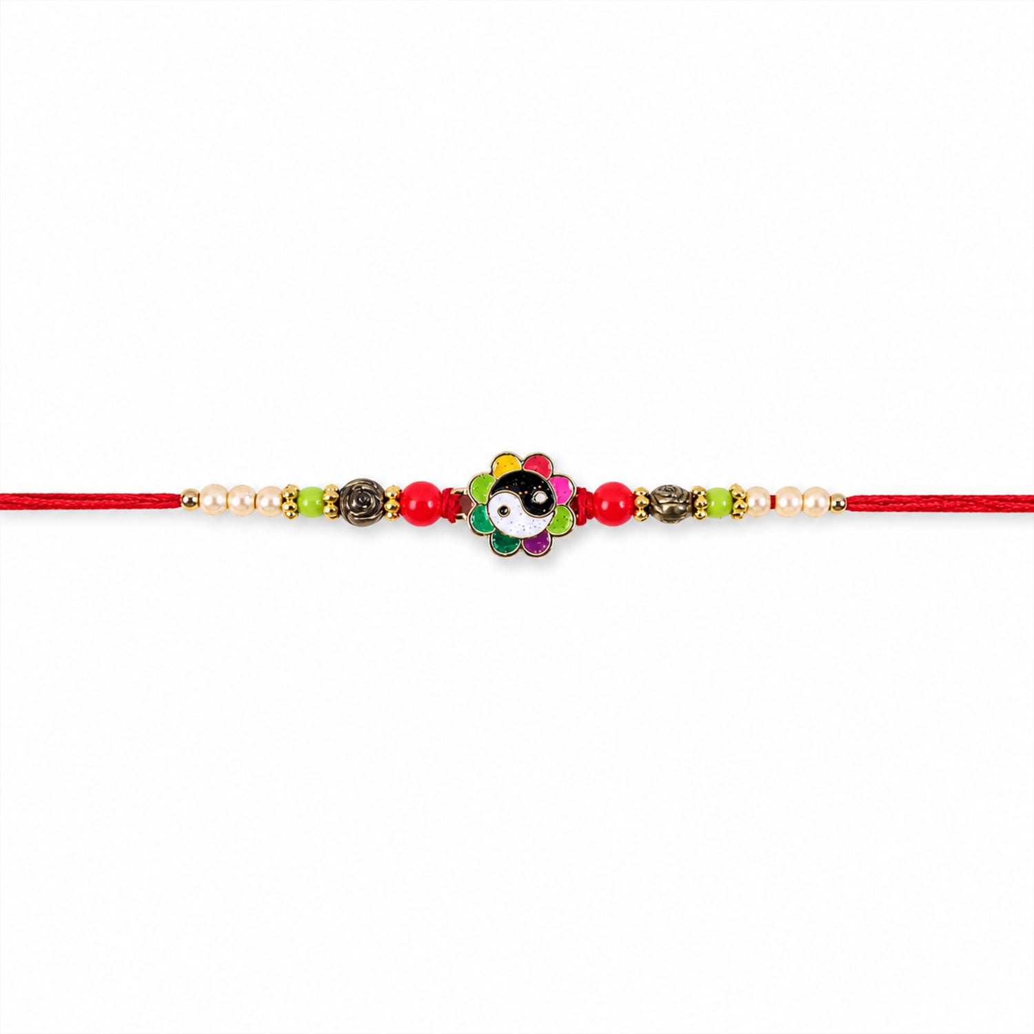 Floral Enamel Pearl Beaded Designer Rakhi for Brother (5pcs)