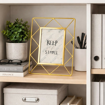 Geometric Metal Photo Frame Table Decor Stand Display Frame