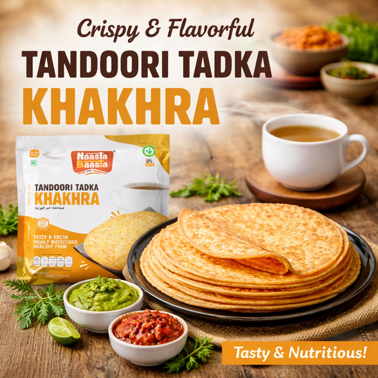 Naasta Baasta Tandoori Tadka Khakhra - Crispy Ready to Eat Snack (200 Gm)