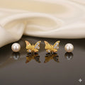Gold Butterfly Stud Earrings – Elegant 18K Gold Design