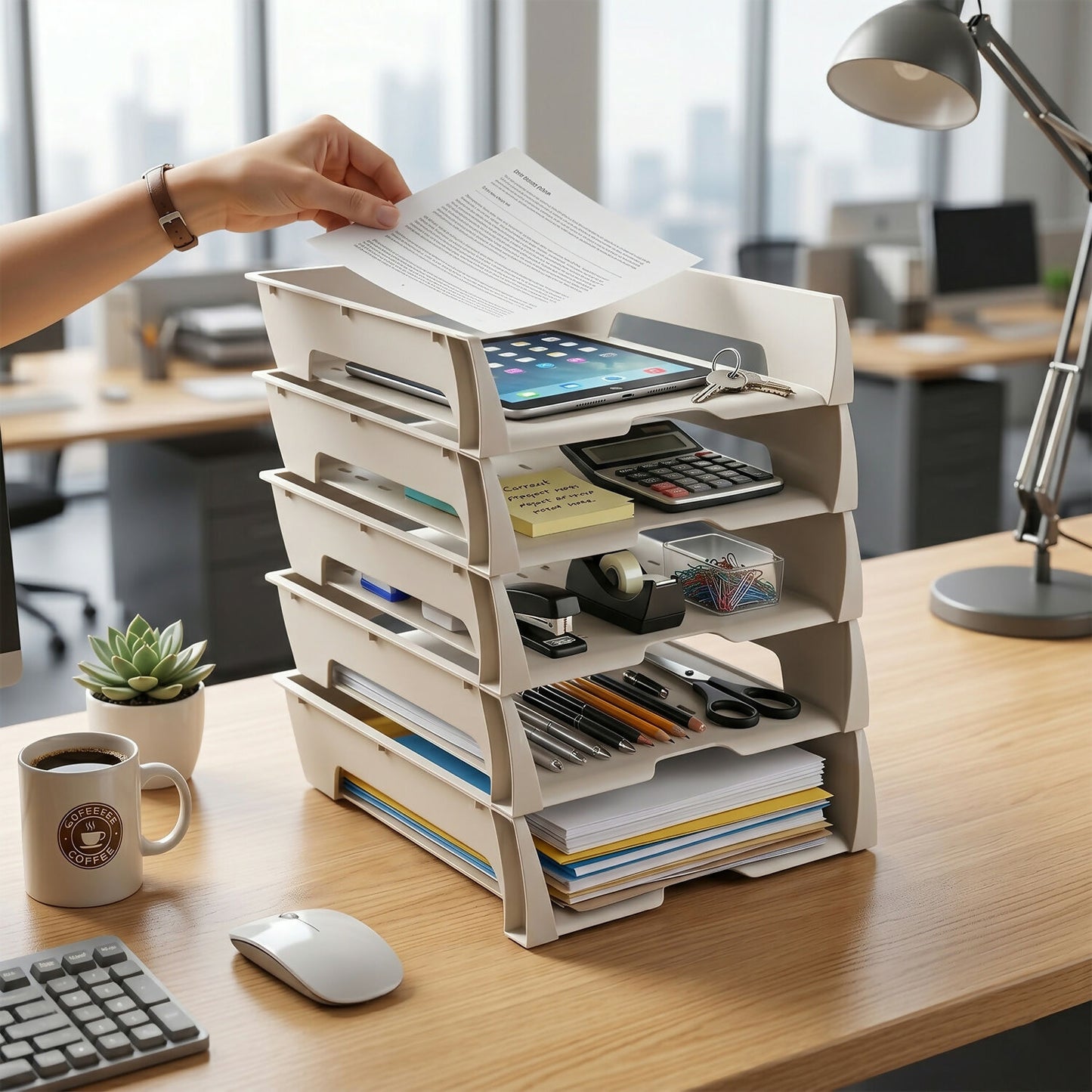 Top view of Khyati document organizer with files