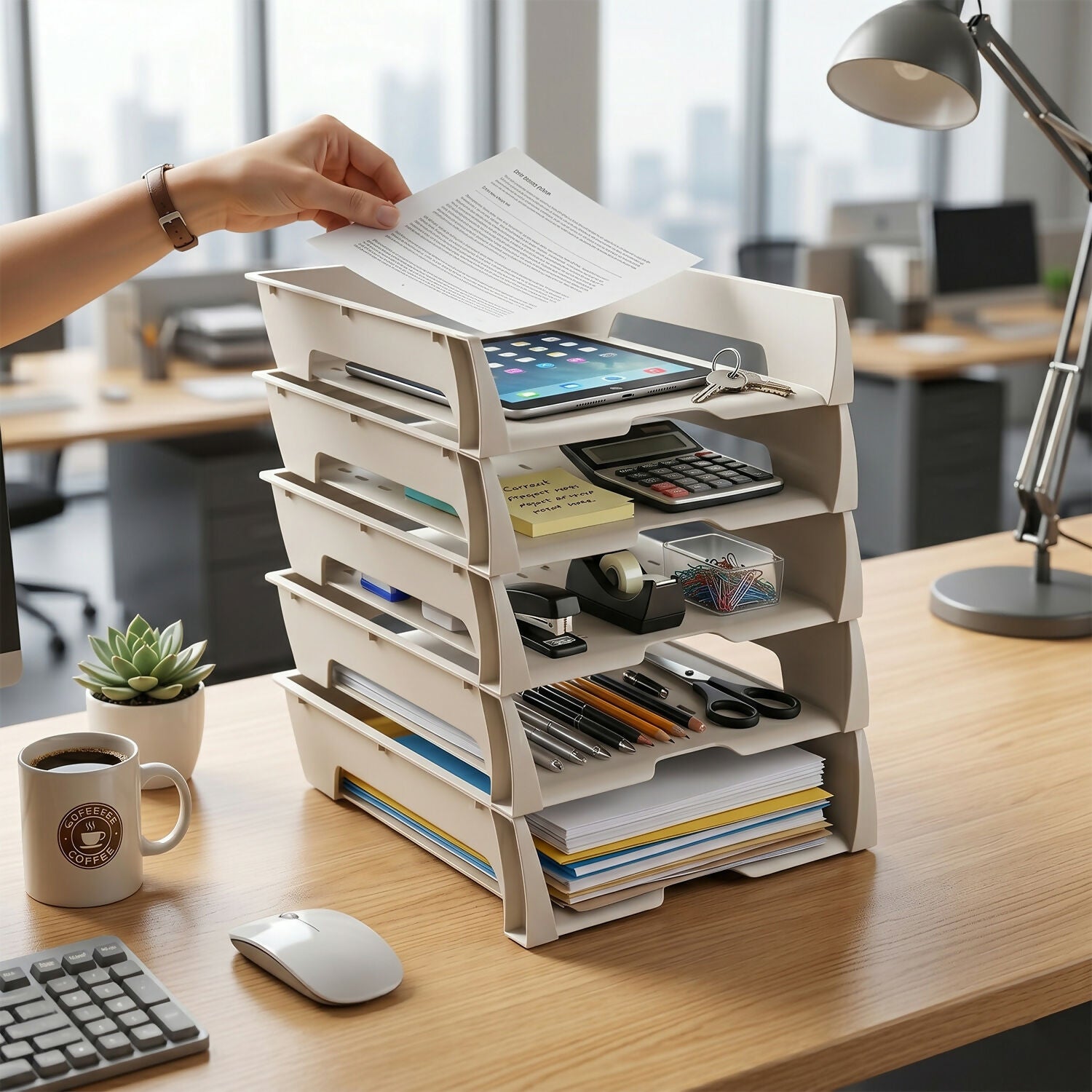 Top view of Khyati document organizer with files