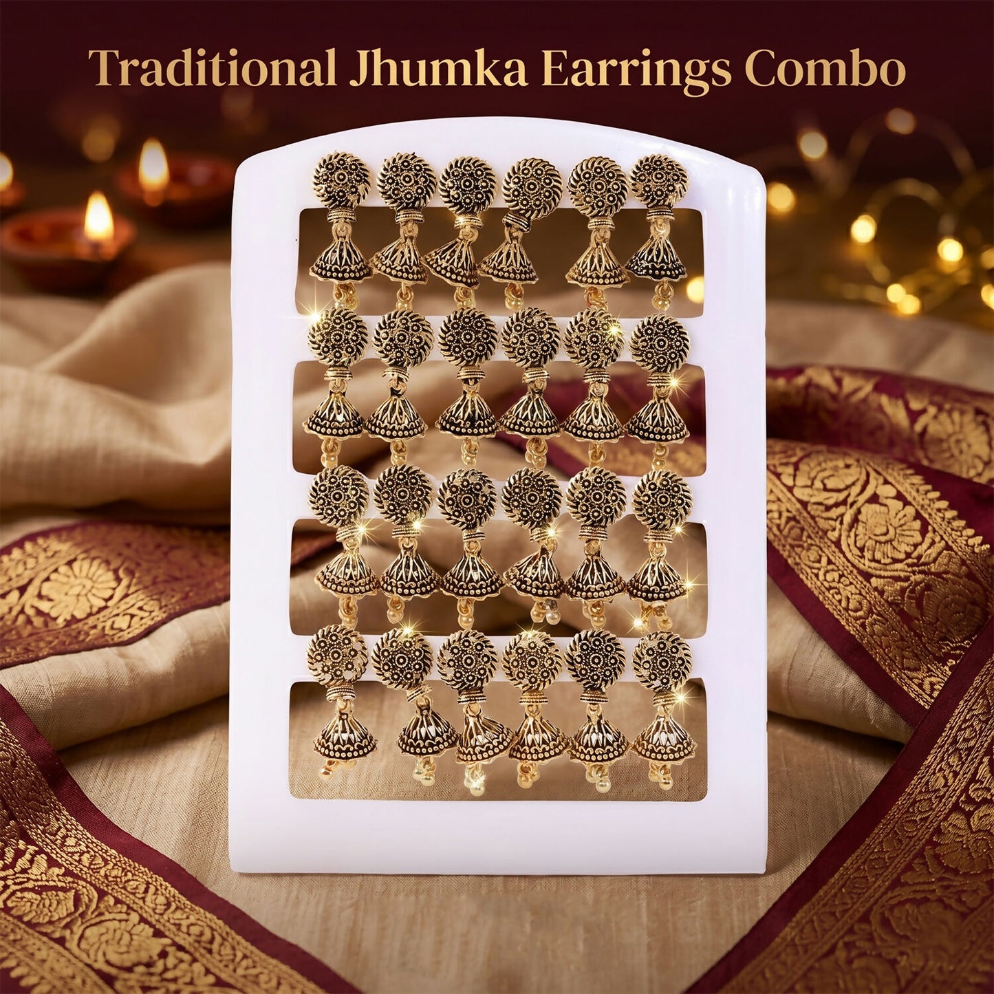 Handcrafted oxidised square jhumka earrings - pair 3