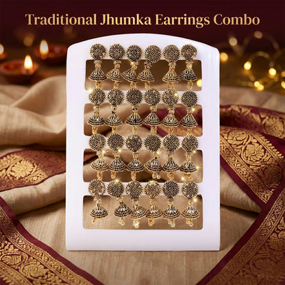 Handcrafted oxidised square jhumka earrings - pair 3