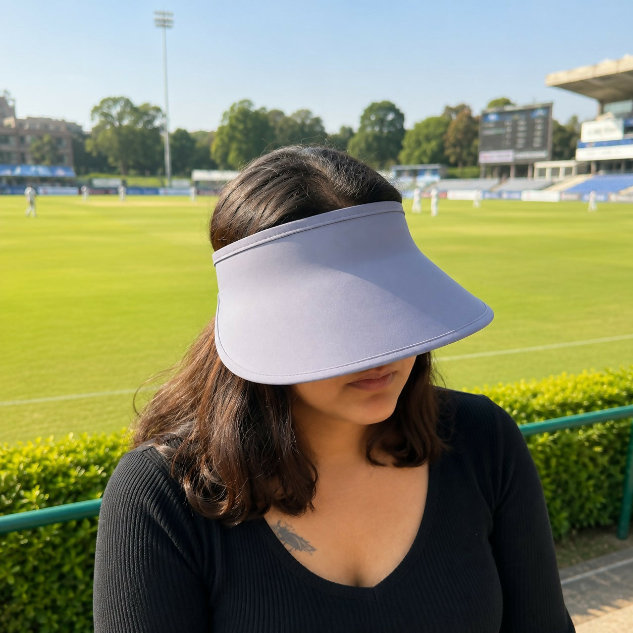 Women’s white adjustable UV protection wide brim sun visor cap