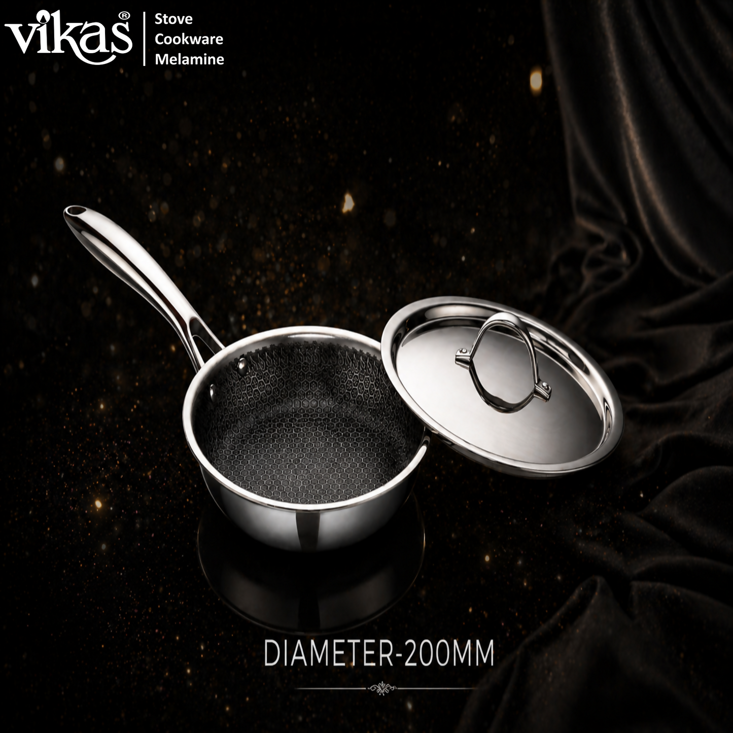 Vikas Honeycomb Frypan 200mm with stainless steel lid