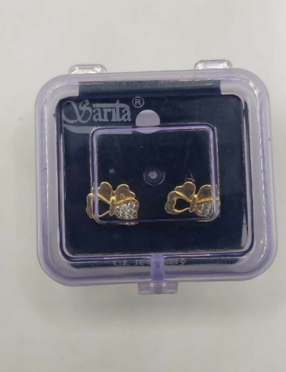 Dainty Gold Plated Butterfly Stud Earrings with AD for women & girls